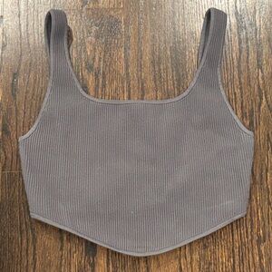 Babaton Charcoal Ribbed Crop Top
